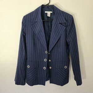 CAbi Navy Pinstripe Blazer Size 10
